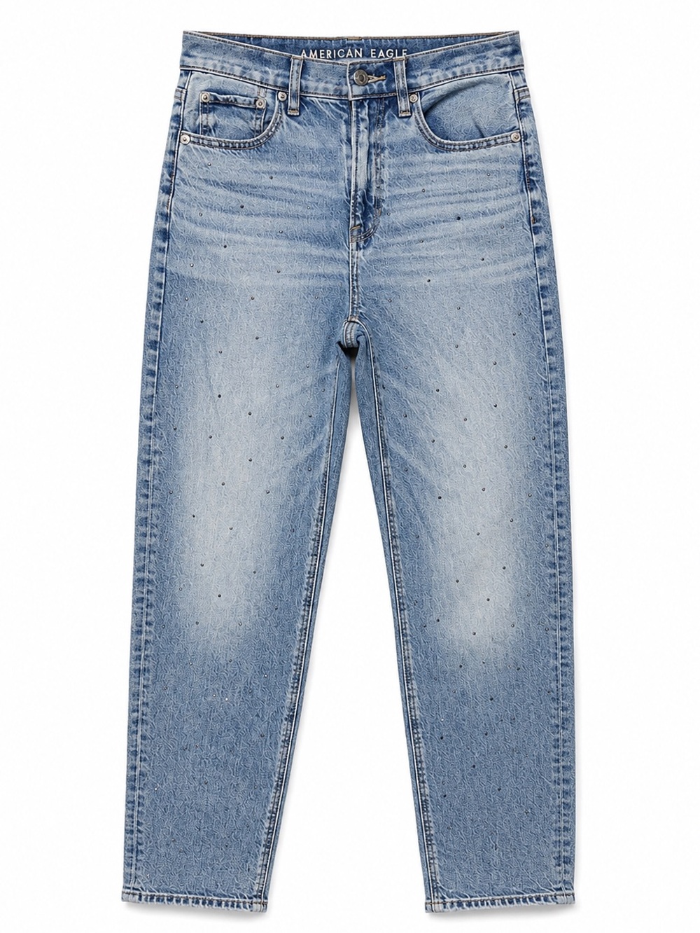 AMERICAN EAGLE Super High Rise Baggy Straight Jeans Size 00 Studded